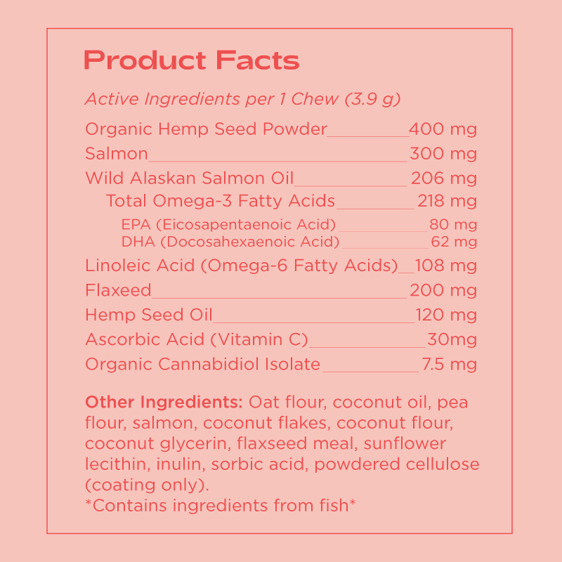 Omega ingredient label